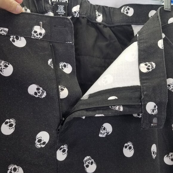 Hot Topic Skull Print Pants Women's 4XL Tapered Leg Charcoal White Ankle Jeans - Picture 5 of 16